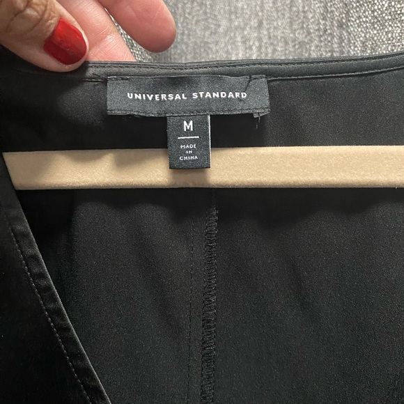 Universal Standard Black satin feel V-Neck Midi Dress - Picture 3 of 3